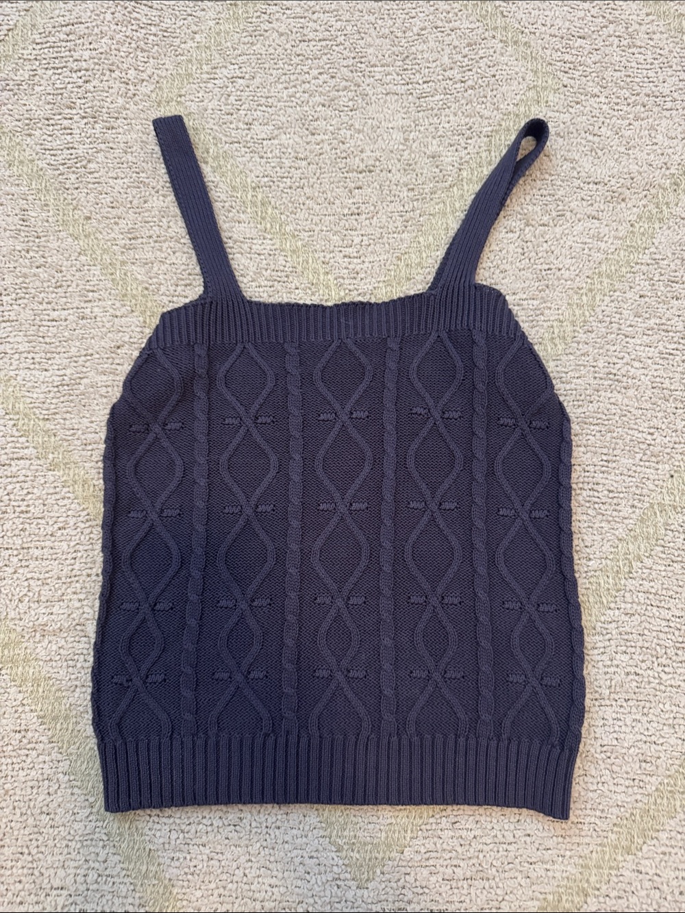 Two Cumberland Blue Cable Knit Sweater Tank 100% Cotton Size S
